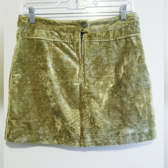 Free People Dust to Dust Velvet Yellowish Green Mini Skirt - Picture 5 of 12
